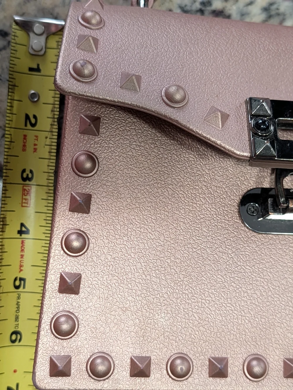 Metallic Rose Gold Studded Jelly Handbag/Crossbody Bag